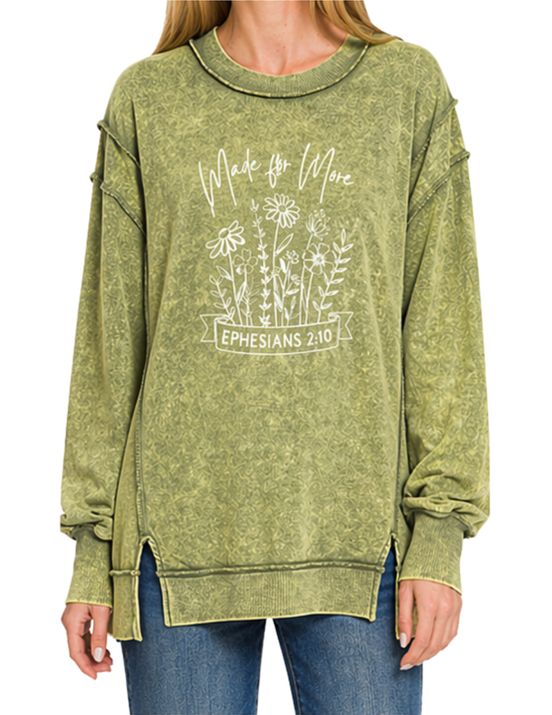 Made for More Acid Wash Exposed-Seam Sweatshirt