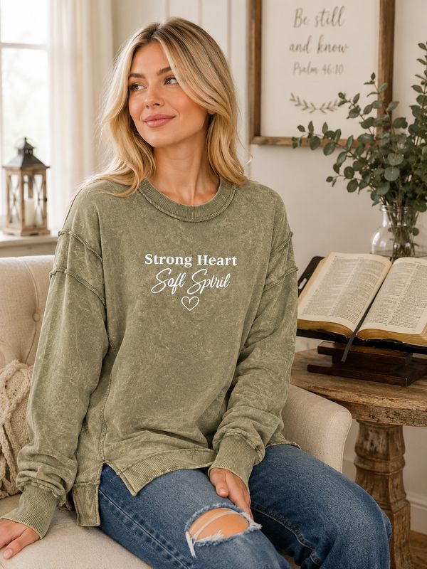 Strong Heart Soft Spirit Exposed-seam Sweatshirt