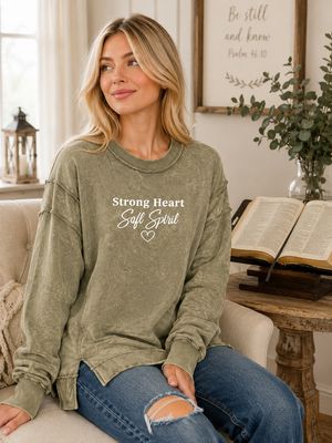 Strong Heart Soft Spirit Exposed-seam Sweatshirt