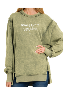 Strong Heart Soft Spirit Exposed-seam Sweatshirt