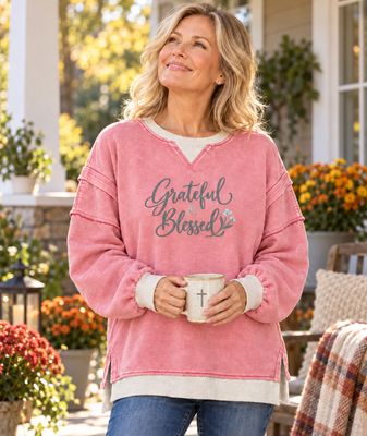 Grateful & Blessed Light Rose Sweatshirt