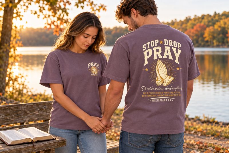 Stop Drop Pray - Philippians 4:6 Heavyweight Tee