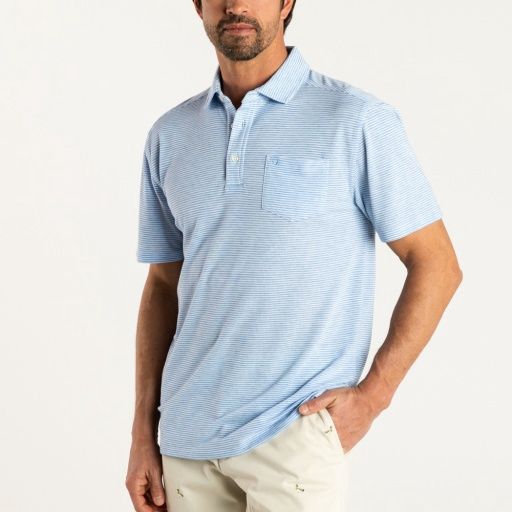 SS SUMMERFORD STRIPE PERFORMANCE PIQUE POLO, Color: IMPERIAL BLUE HEATHER (443), Size: M