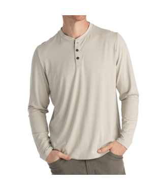 M Bamboo Flex Long Sleeve Henley, Color: Sandstone, Size: L