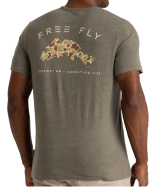 Vintage Camo Redfish Pocket Tee, Color: Heather Fatigue, Size: L