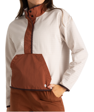 W Gridback Fleece Snap Pullover, Color: Stone, Size: L