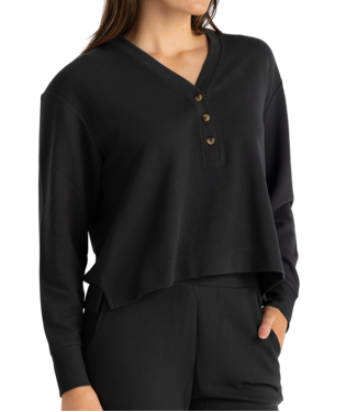 W Waffle Long Sleeve Henley, Color: Black Sand, Size: L
