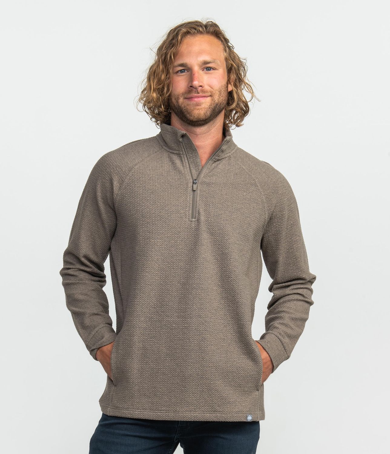 DALLAS PERFORMANCE QTR ZIP, Color: ROCK RIDGE, Size: 2X