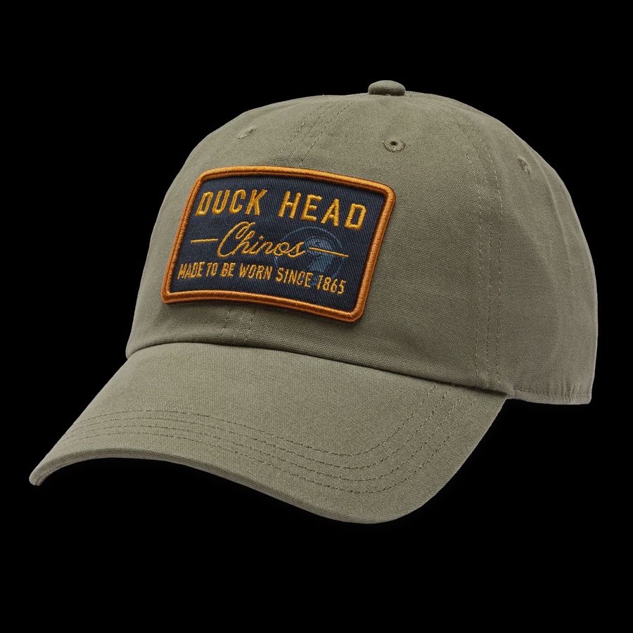 CHINOS PATCH CANVAS HAT, Color: DARK OLIVE