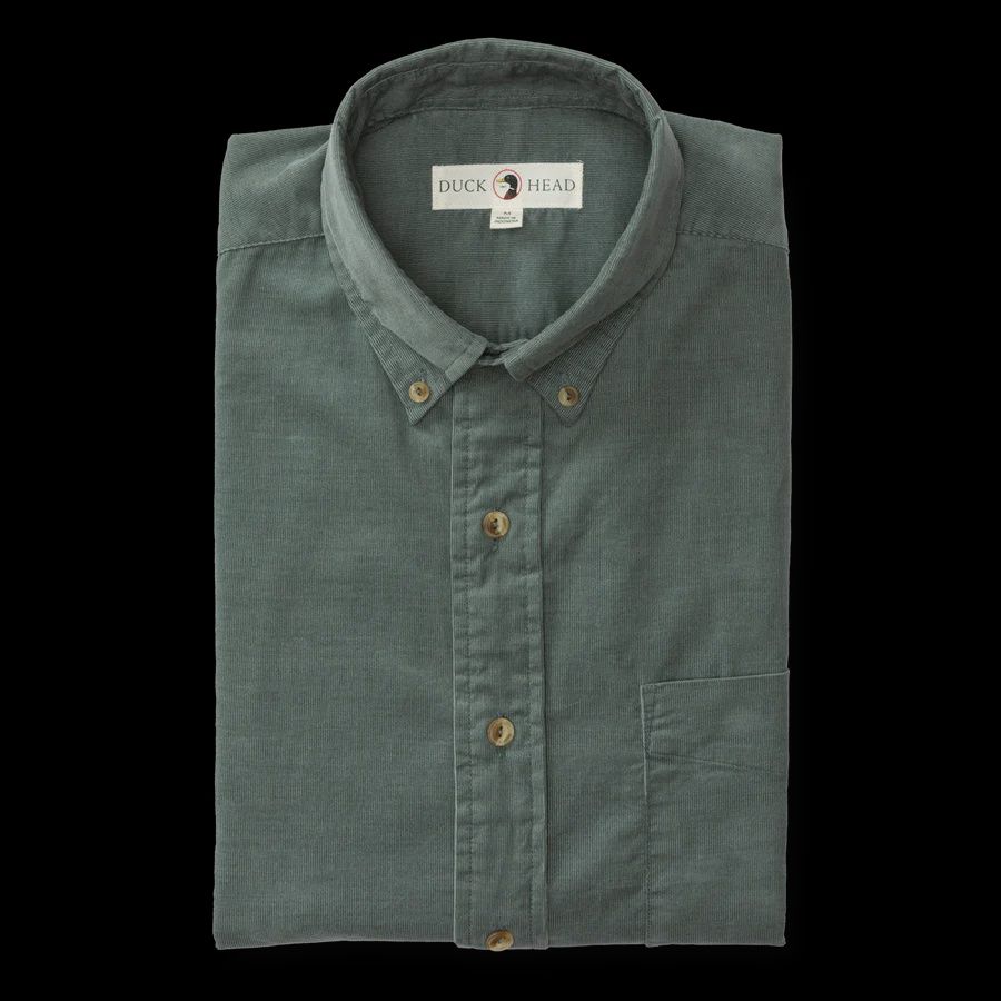 LS COTTON CORDUROY WHITMAN SOLID SHIRT, Color: BALSAM GREEN (372), Size: L