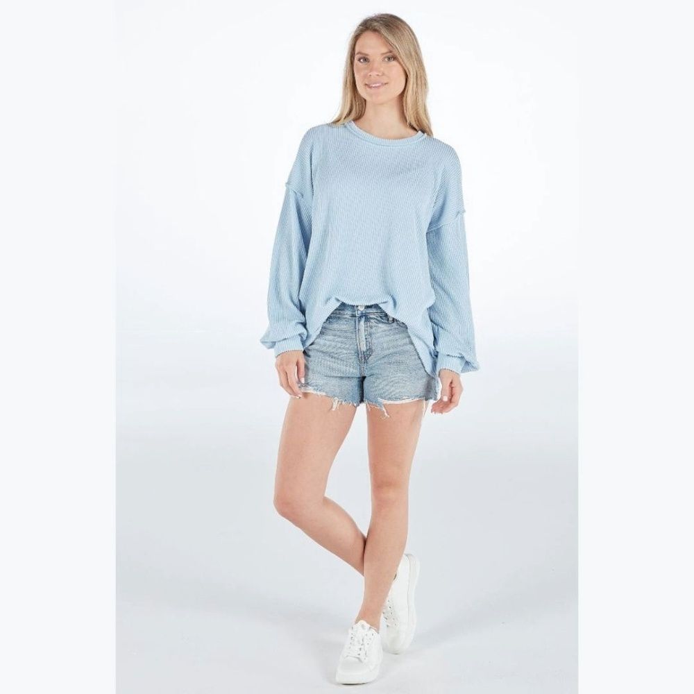 W HIGH LOW KNIT TOP, Color: ICE, Size: XXL
