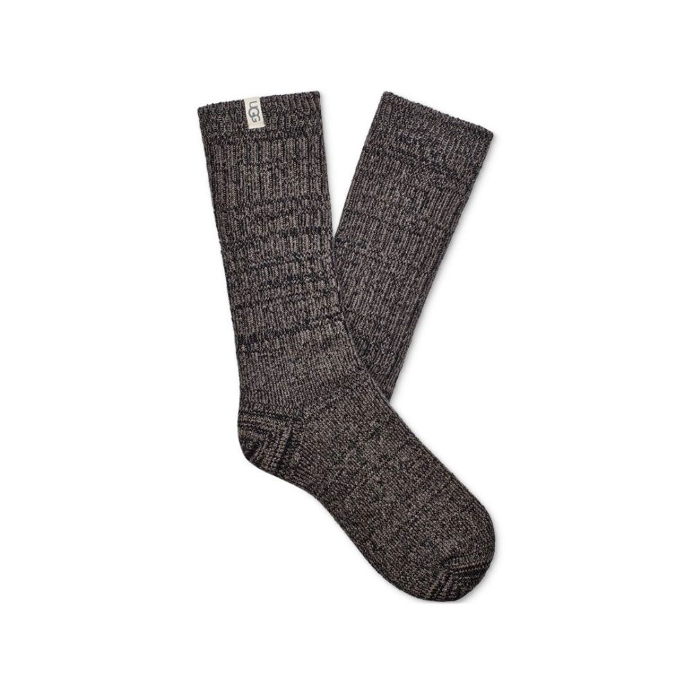 W RIB KNIT SLOUCHY SOCK, Color: GREY | BLACK, Size: O|S