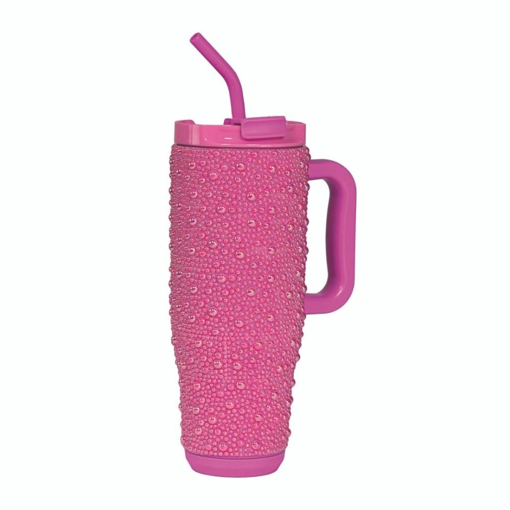 RHINESTONE PEARL TUMBLER 40OZ, Style: PINK