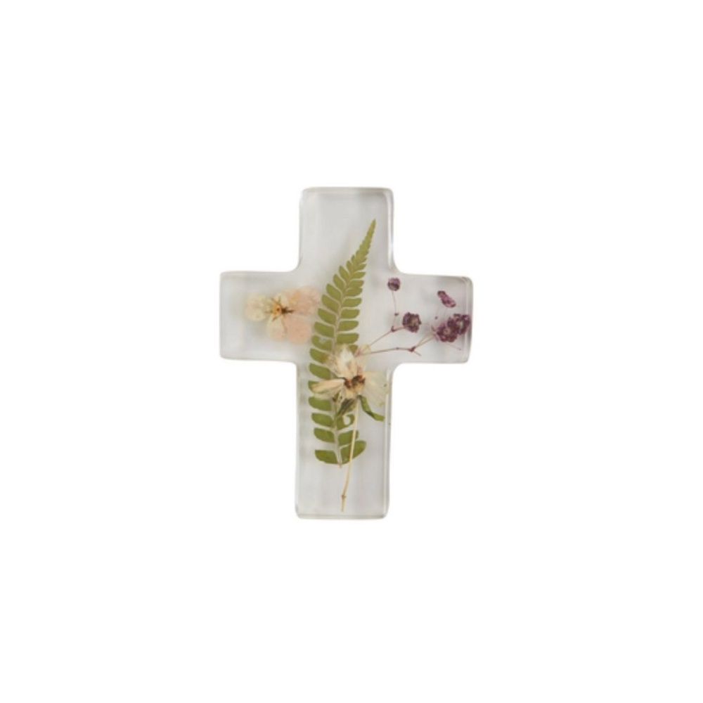 FLORAL RESIN CROSS, Design: FLOWER WITH FERN