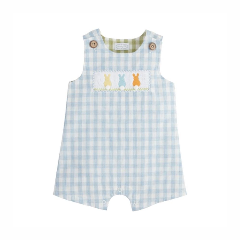 GINGHAM BUNNY JON JON, Color: LIGHT BLUE | WHITE, Size: 0-3M