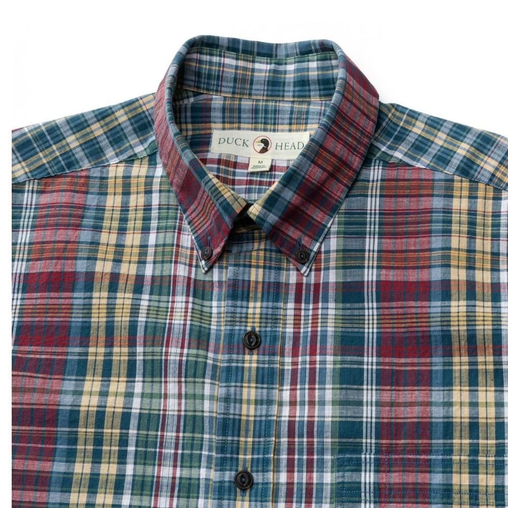 LONG SLEEVE COTTON SLUB SPORT SHIRT, Color: CORONET BLUE / REID PLAID, Size: M