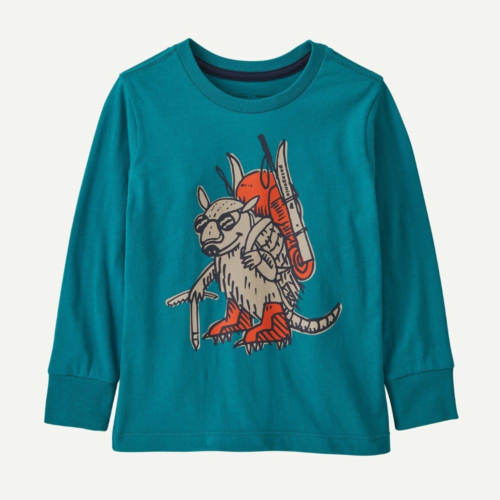 BABY LS REGENERATIVE ORGANIC CERTIFIED COTTON GRAPHIC TEE, Color: FUN HOGS ARMADILLO: BELALY BLUE, Size: 2T