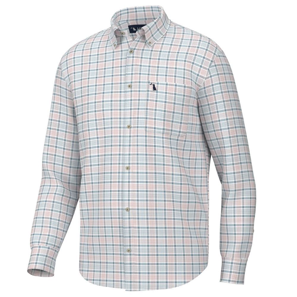 STAMPS DRESS SHIRT, Color: SALMON/SLATE/LIGHT BLUE, Size: S