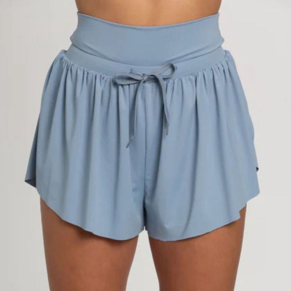 ECHO BLUE GO-WITH-THE-FLOW ATHLETIC SHORTS, Color: BLUE, Size: XS