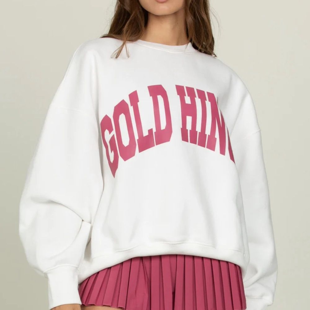 GH WIDE ARM SWEATSHIRT, Color: WHITE/RASPBERRY, Size: XS