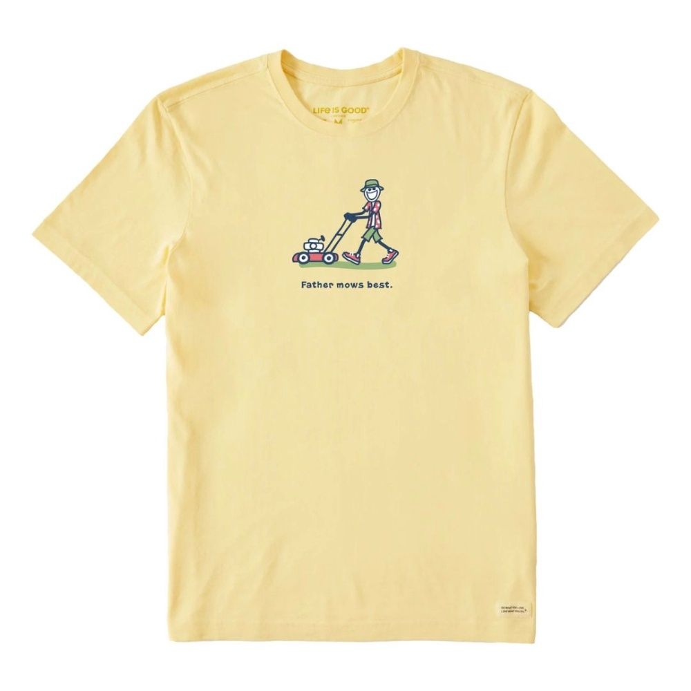 M JAKE FATHER MOWS BEST PUSH MOWER TEE, Life is Good: SANDY YELLOW, Color: M