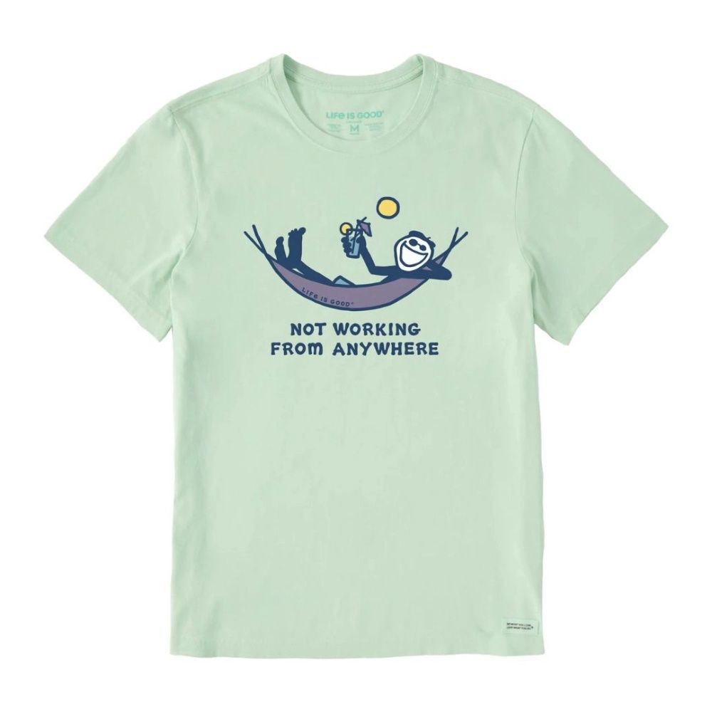 M JAKE NOT WORKING HAMMOCK TEE, Color: M, Life is Good: SAGE GREEN