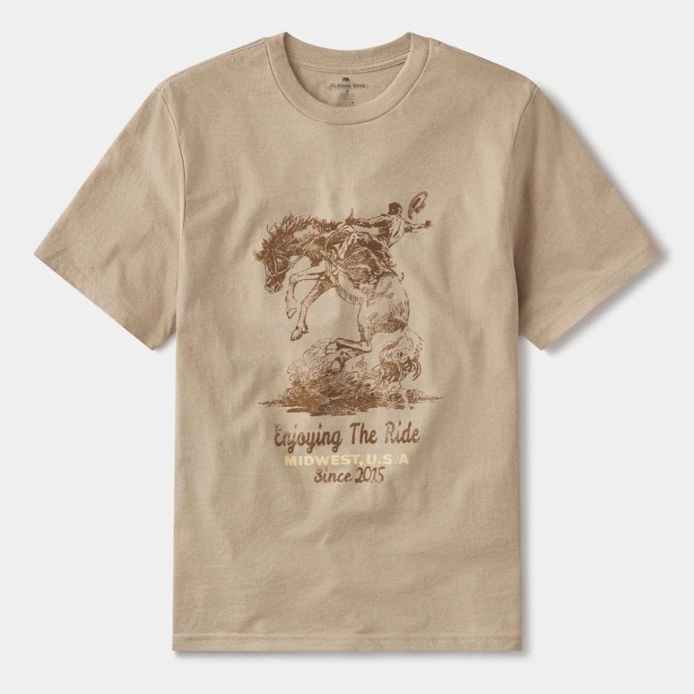 M ENJOYING THE RIDE TEE, Color: HEATHER TAN, Size: S