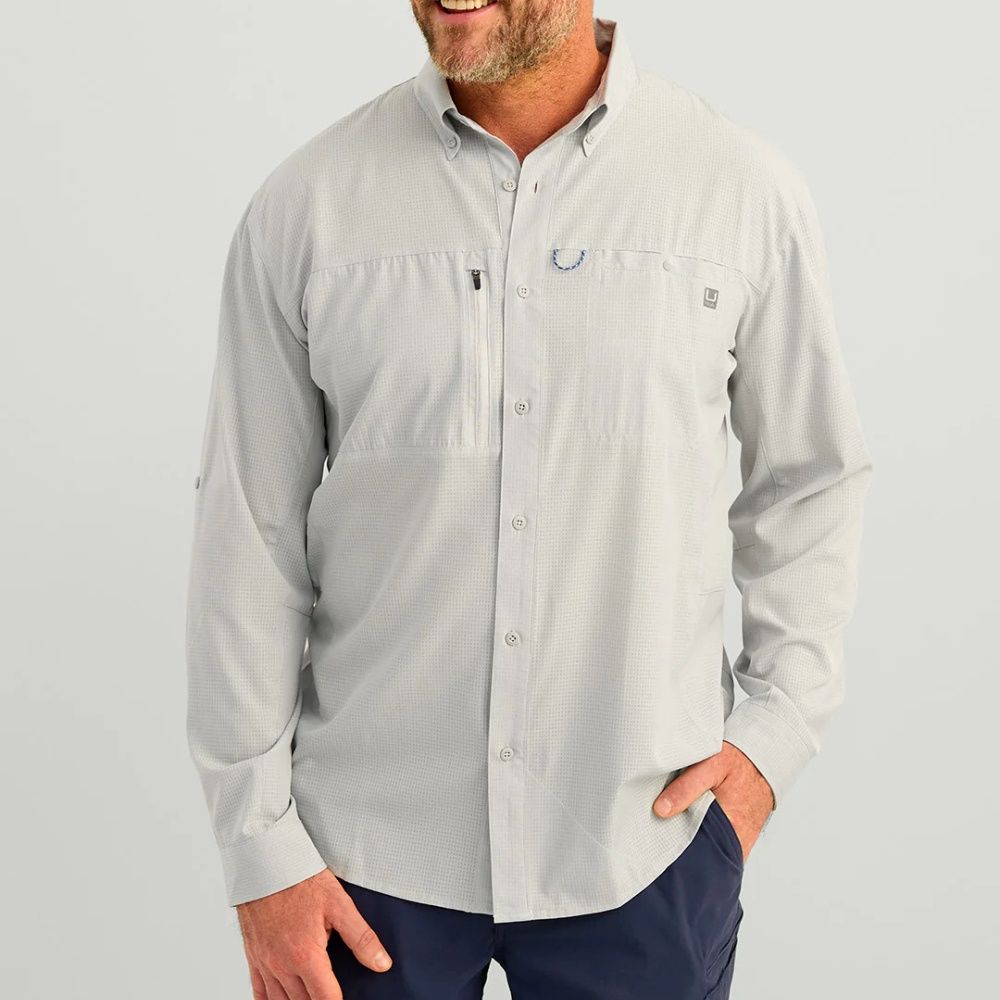 A1A LS FISHING SHIRT, Color: 034 LIGHT GREY, Size: LARGE