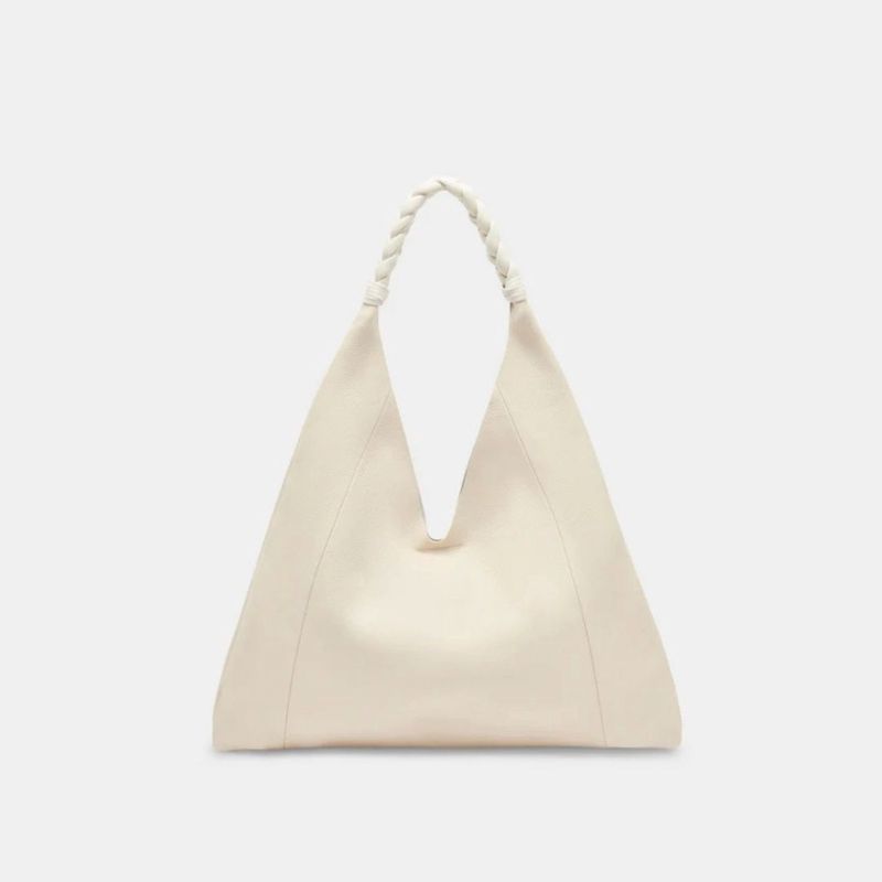 MIA IVORY LEATHER HOBO TOTE