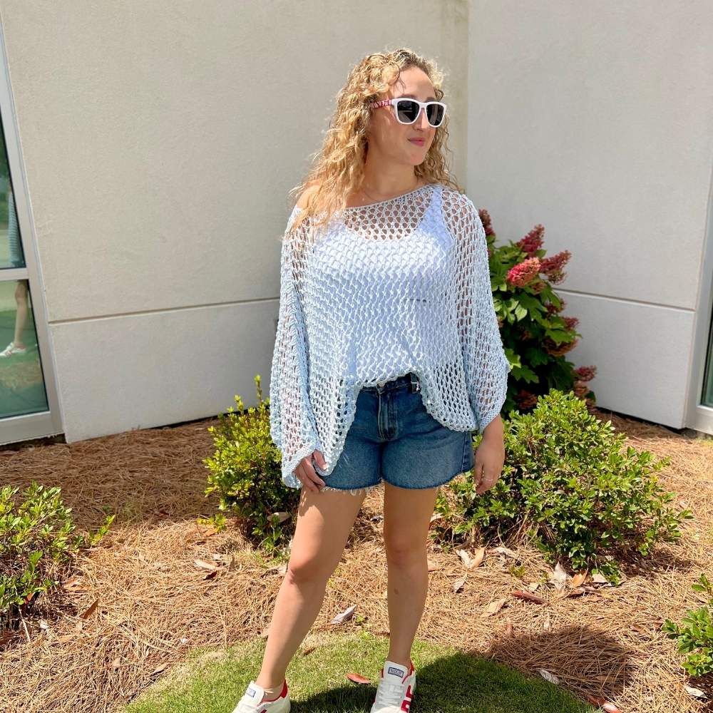 W OPEN KNIT OVERSIZED CROCHET TOP