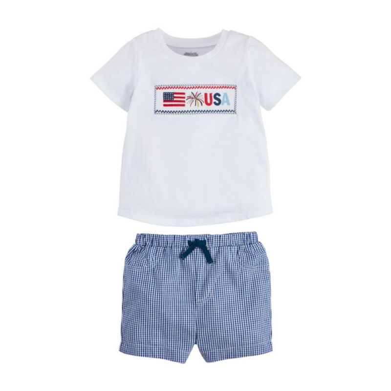K FLAG SMOCKED SHORT SET