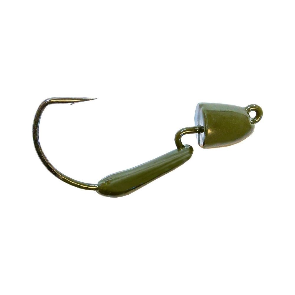FINESSE BULLETZ WEEDLESS JIG HEADS 1/5OZ - 3PK, Color: GREEN PUMPKIN