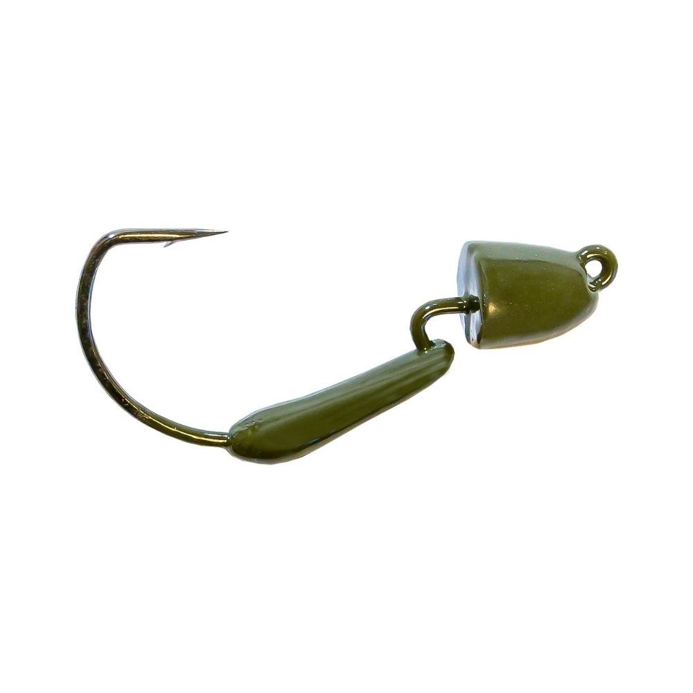 FINESSE BULLETZ WEEDLESS JIG HEAD 1/6OZ - 3PK, Color: GREEN PUMPKIN
