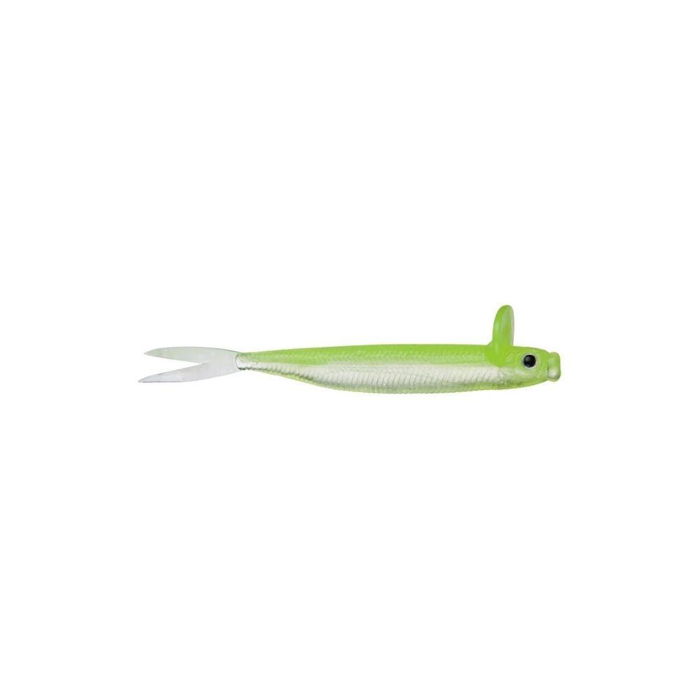 DEPS FRILLED SHAD SWIMBAIT 4.7&quot; - 5PK, Color: #104 CHARTREUSE | CLEAR