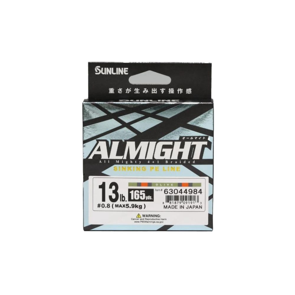 ALMIGHT SINKING BRAID, Color: OLIVE CAMO, Length: 165YD, Size: 22lb