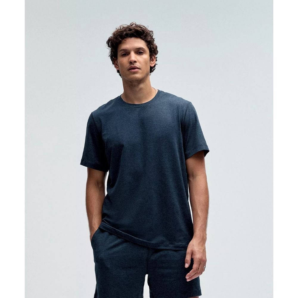 SOFT JERSEY SHORT-SLEEVE SHIRT, Color: HEATHERED CLASSIC NAVY/HEATHERED TRUE NAVY, Size: XS