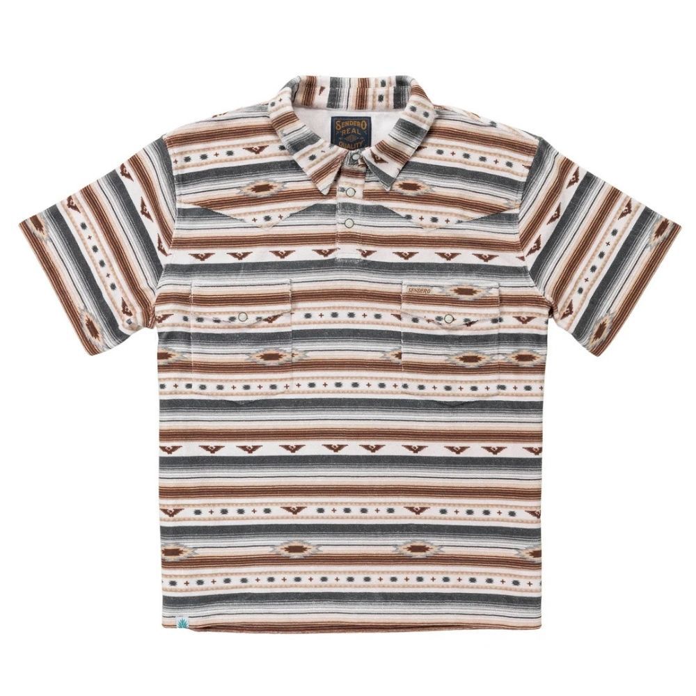 CANTINA TERRY MEN&#39;S POLO, Color: GRAY/TAN SOUTHWEST, Size: M
