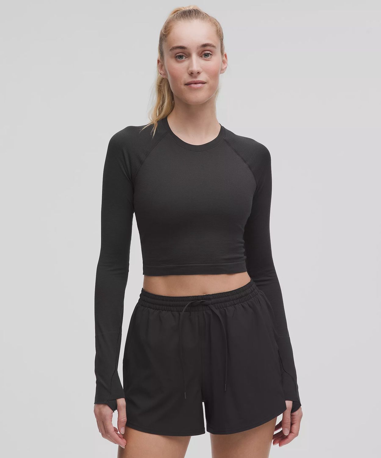 SWIFTLY TECH CROPPED LONG SLEEVE 2.0, Color: BLACK, Size: 8