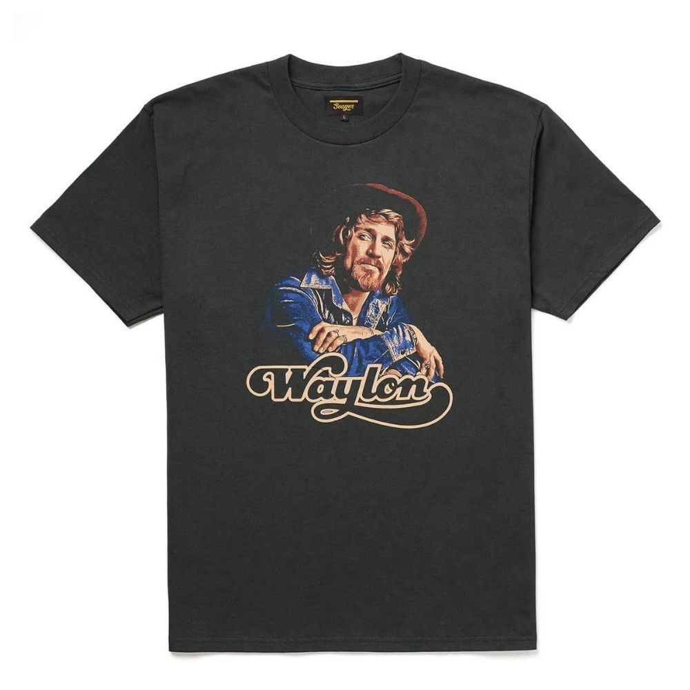 SEAGER X WAYLON JENNINGS HERITAGE TEE, Color: BLACK, Size: MEDIUM