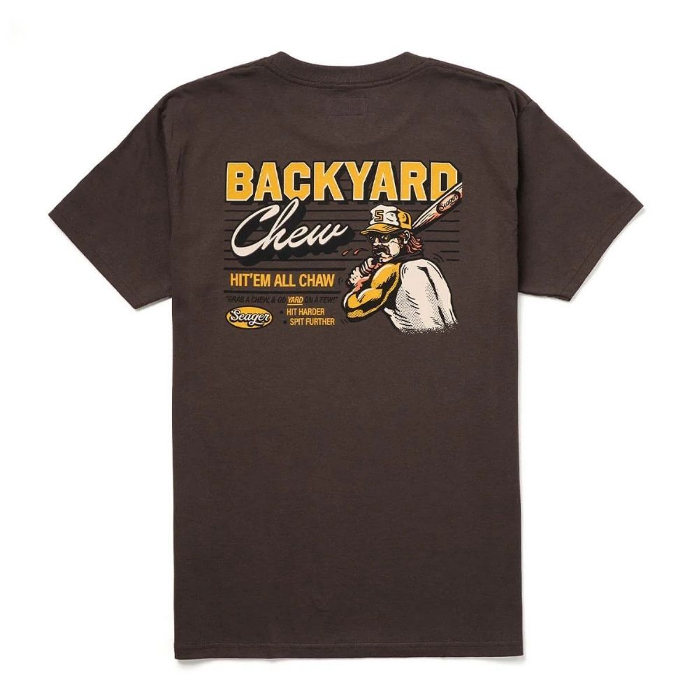 BACKYARD CHEW TEE, Color: BROWN, Size: SMALL