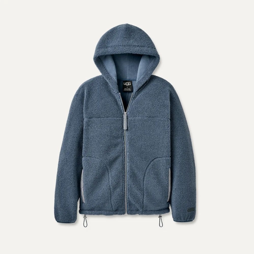 M UGGBRAID FULL ZIP HOODIE, Color: DARK WAVE, Size: L