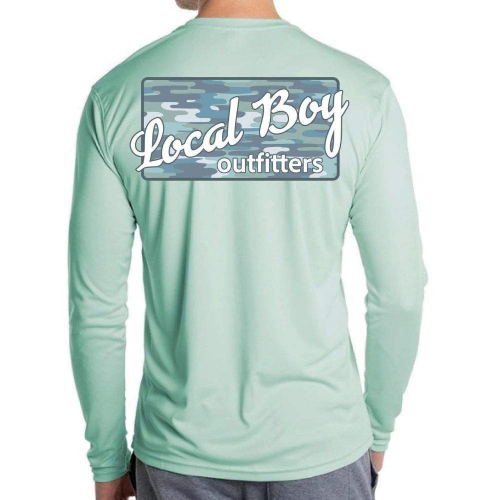 BLUE BAYOU PLATE PERFORMANCE SHIRT, Color: SEAGRASS, Size: SMALL