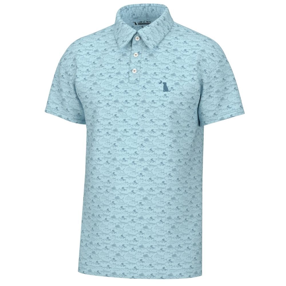 YOUTH DIRTY MYRTLE POLO, Color: SALTWATER SKY BLUE, Size: Y X-LARGE