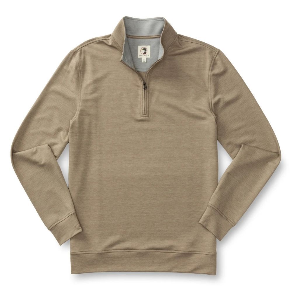 LONGSLEEVE DUNMORE PERFORMACE 1/4 ZIP PULLOVER, Color: WALNUT HEATHER, Size: MEDIUM
