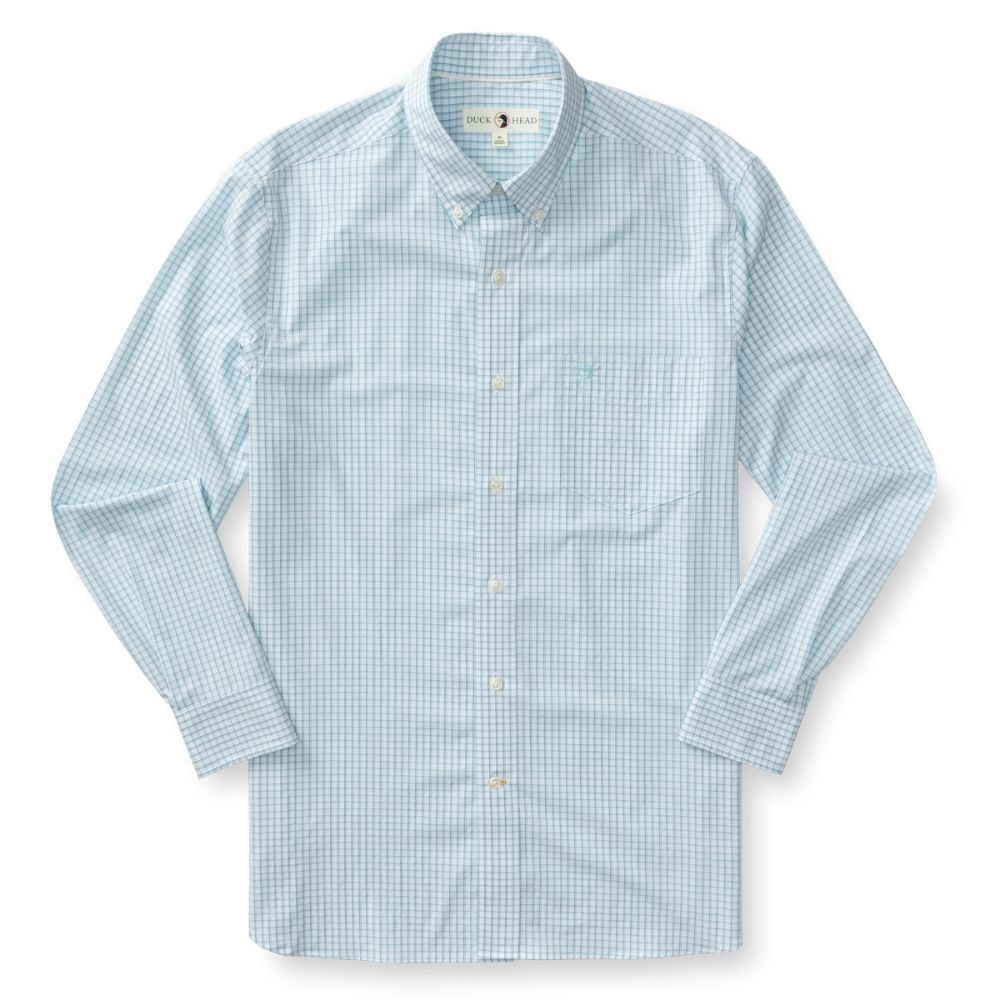 LONGSLEEVE PERFORMANCE POPLIN SPORT SHIRT - CASEY PLAID, Color: MEADOWBROOK, Size: SMALL