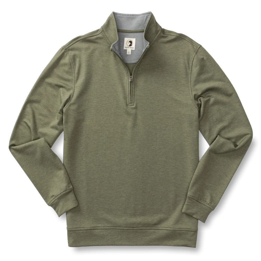 DUNMORE PERFORMANCE 1/4 ZIP PULLOVER LS, Color: Deep Lichen Olive Heather, Size: XXLARGE
