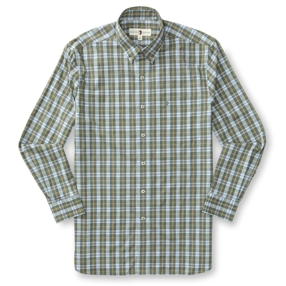LONGSLEEVE PERFORMANCE POPLIN WESTER PLAID SHIRT, Color: DEEP LICHEN OLIVE, Size: XXLARGE