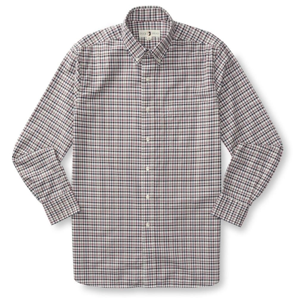 LONGSLEEVE COTTON OXFORD SPORT SHIRT, Color: NAVY / DAFTON PLAID, Size: XXLARGE