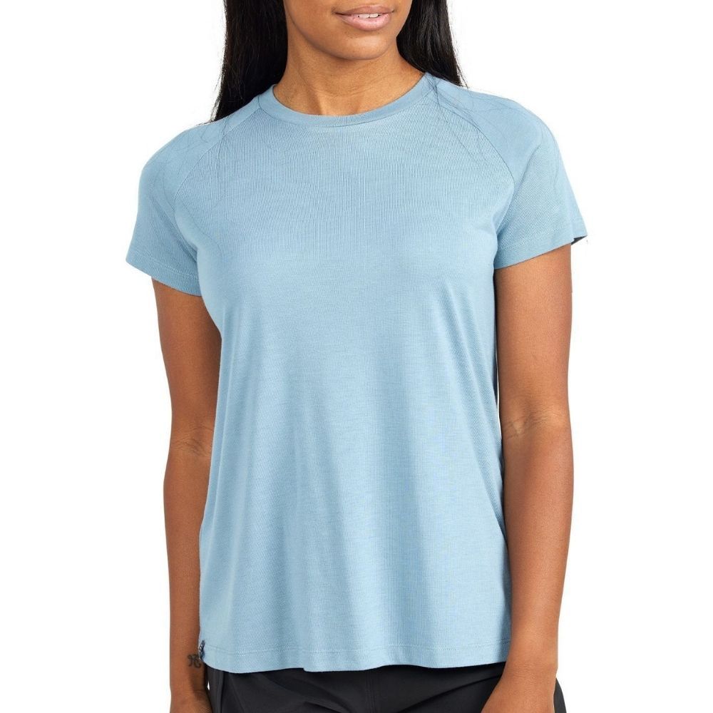 W Bamboo Lightweight Tee, Color: Blue Fog, Size: SMALL