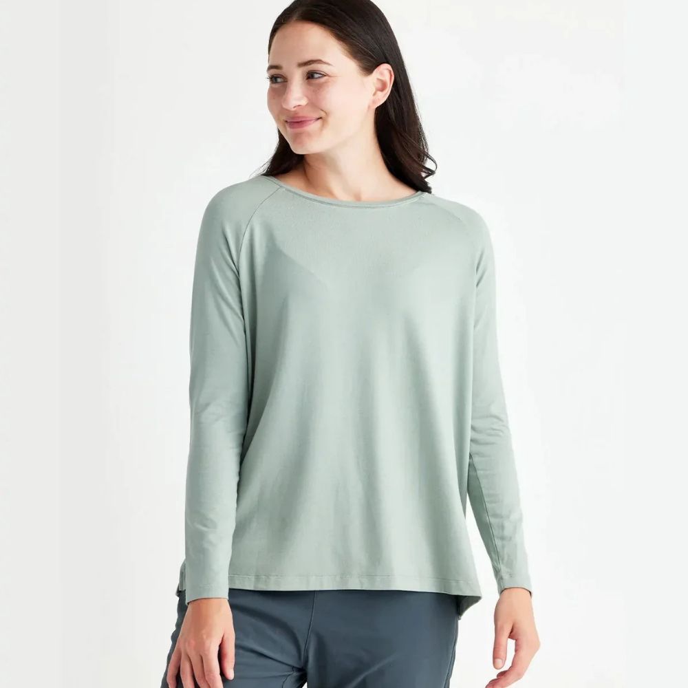 W BAMBOO EVERYDAY FLEX LONG SLEEVE, Color: DARK SAGE, Size: XSMALL
